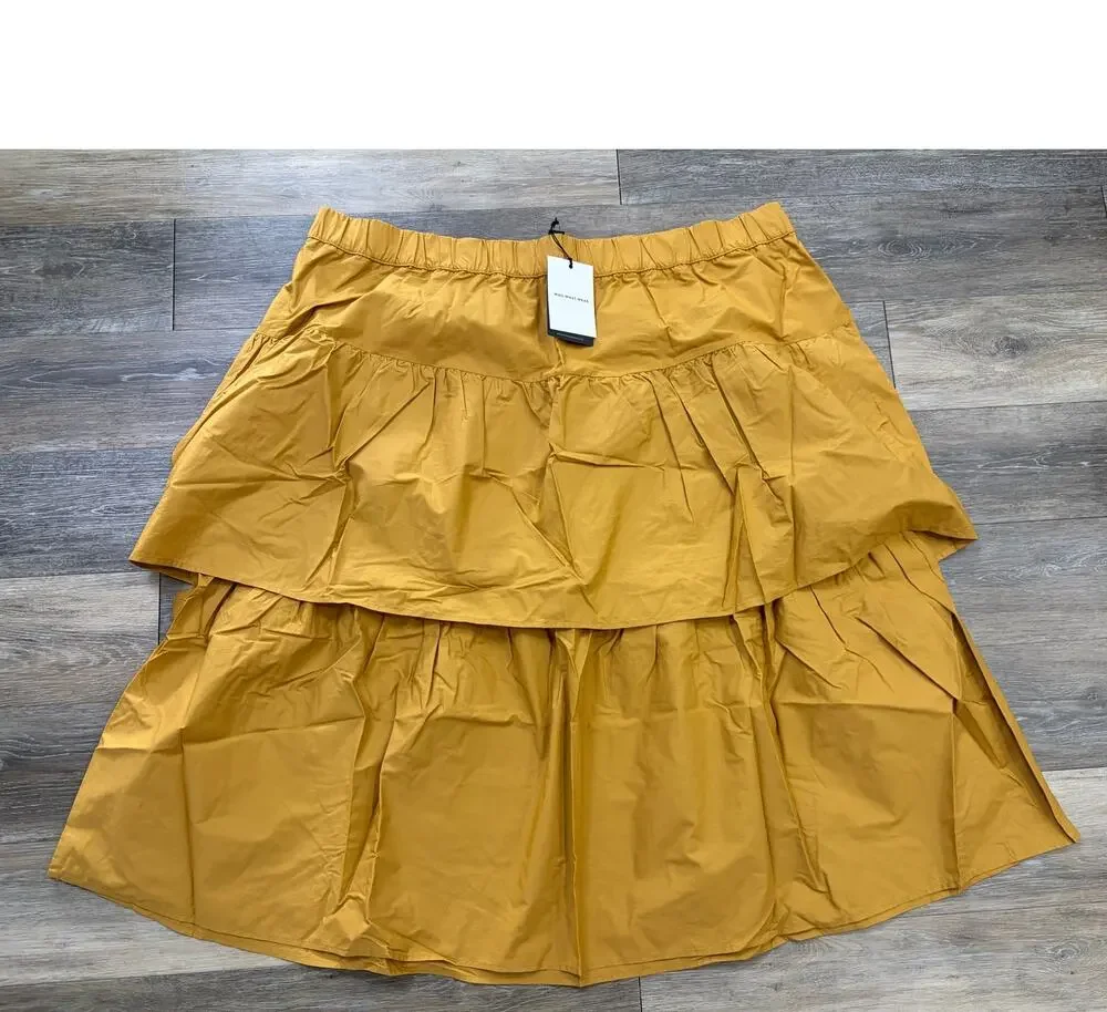 Who What Wear Mustard Tiered Midi Skirt 3X Cottagecore Fall Statement